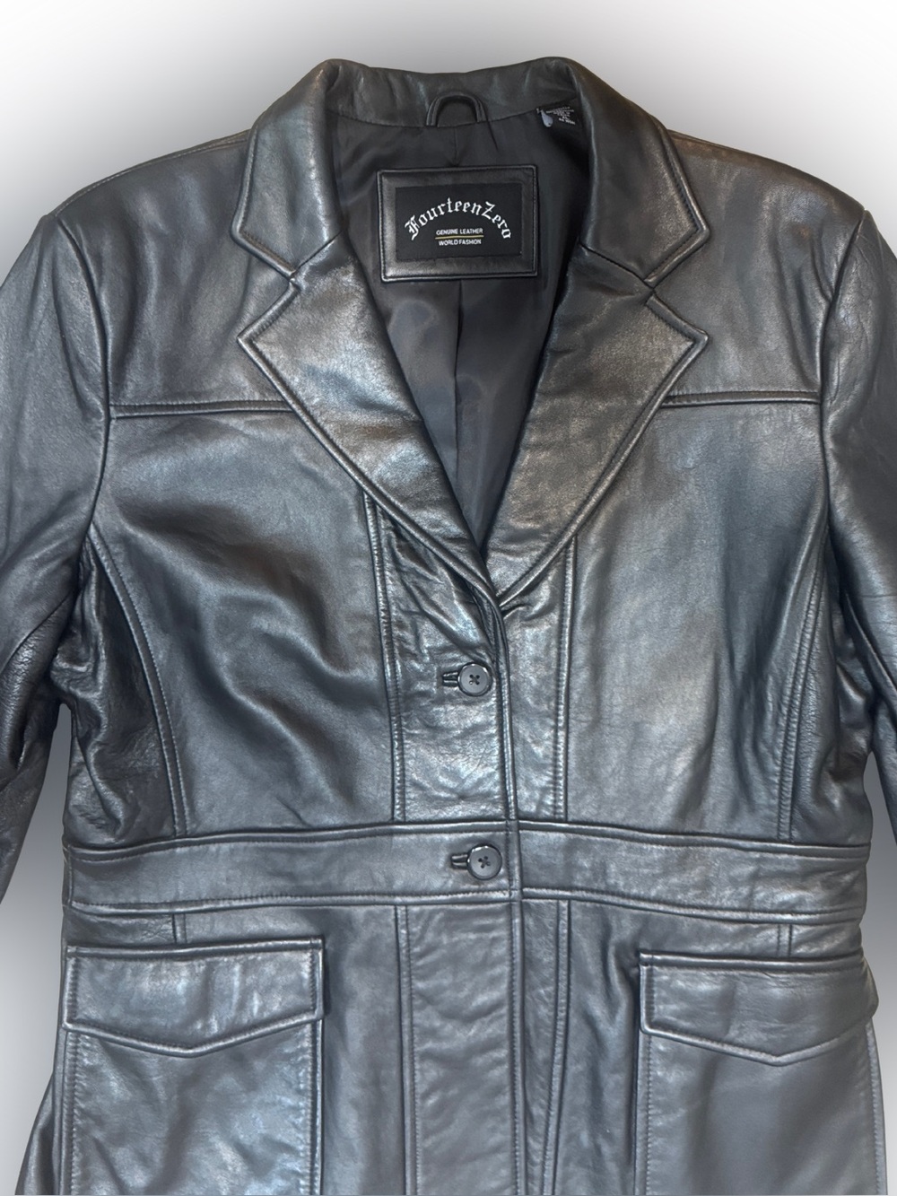 Vintage 90’s/Y2K Black Genuine Leather Blazer Jacket ~ SO soft